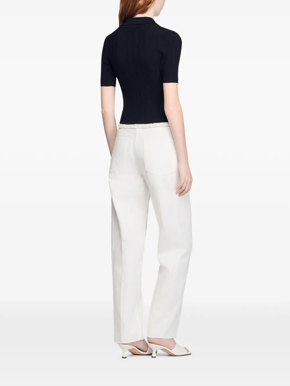  Sandro Button Polo Top - Black 