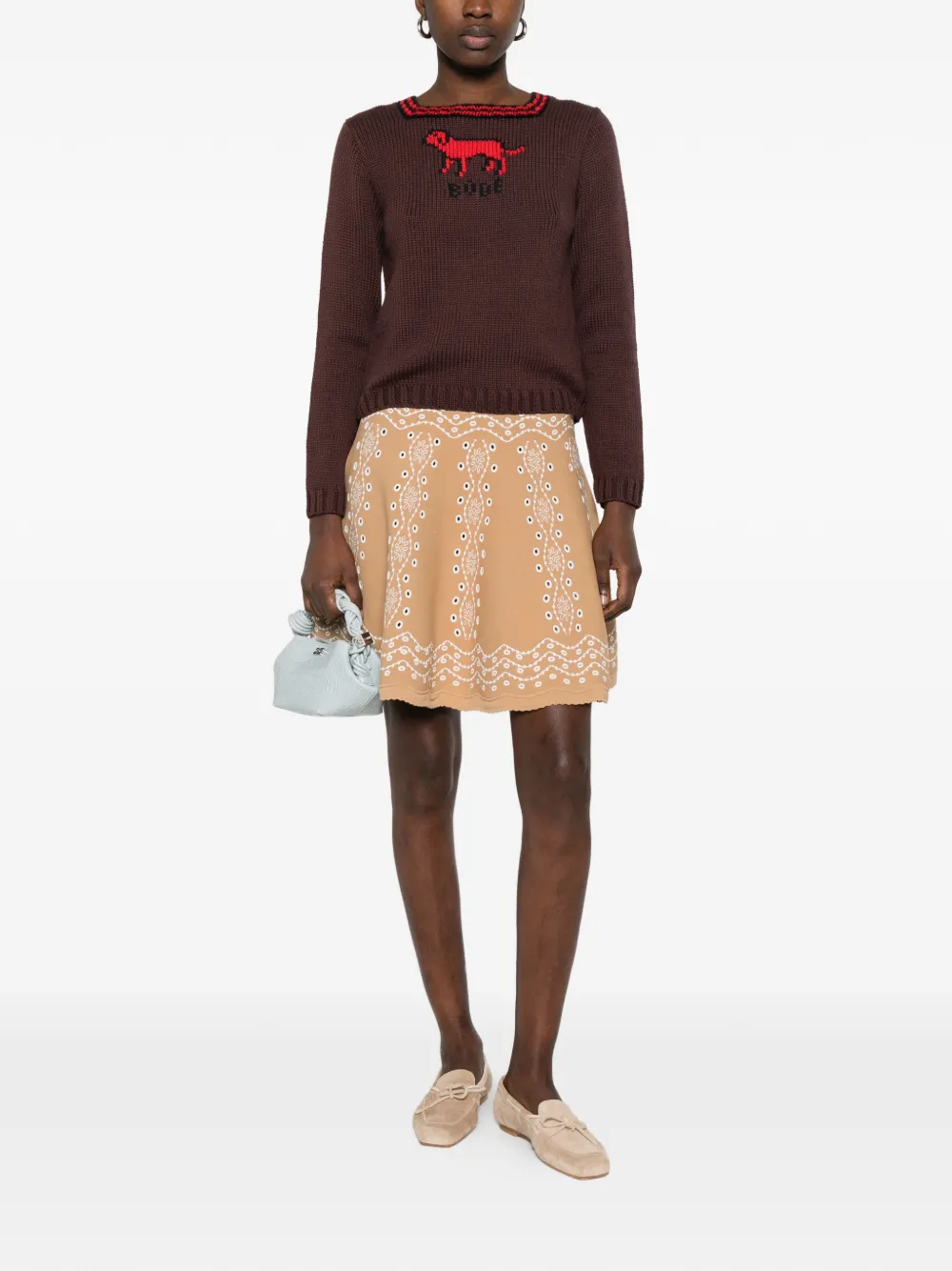 SANDRO Gebreide mini-rok Beige
