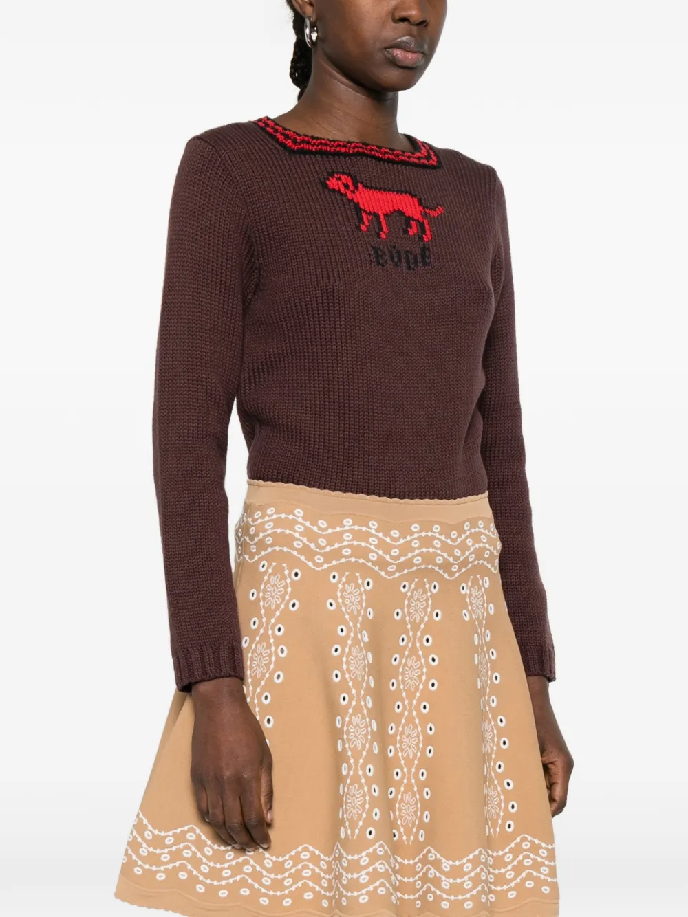 SANDRO Gebreide mini-rok Beige