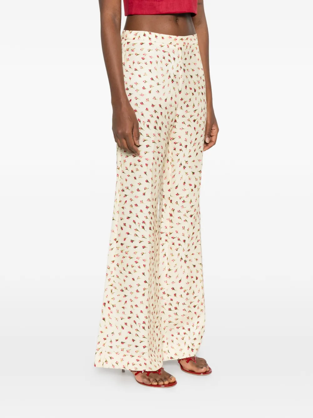  Sandro Floral-print Palazzo Pants - Neutrals 