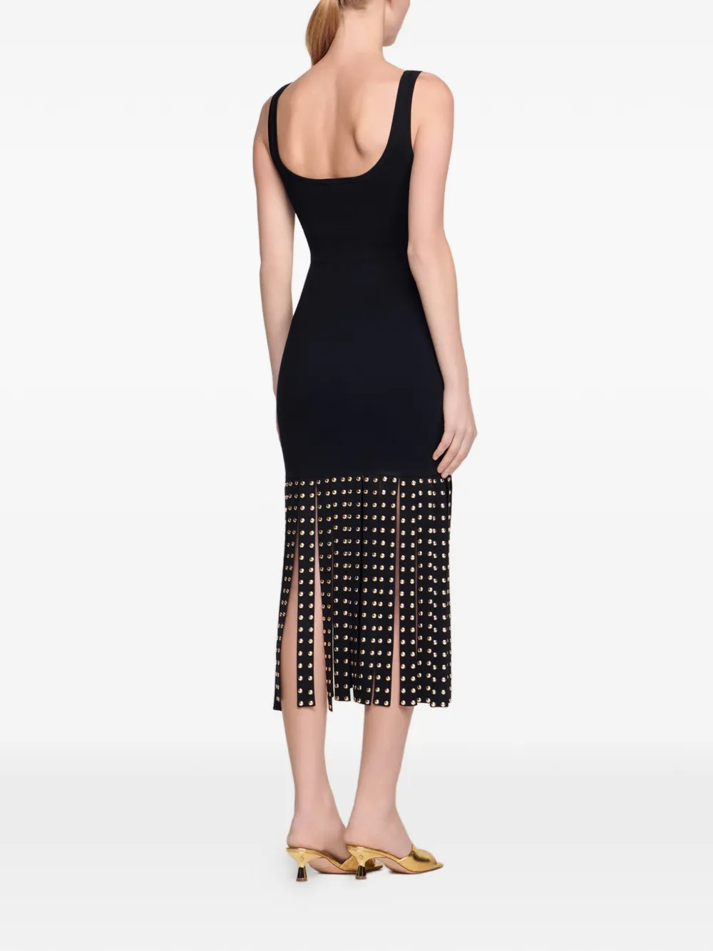  Sandro Studded Knitted Midi Dress - Black 