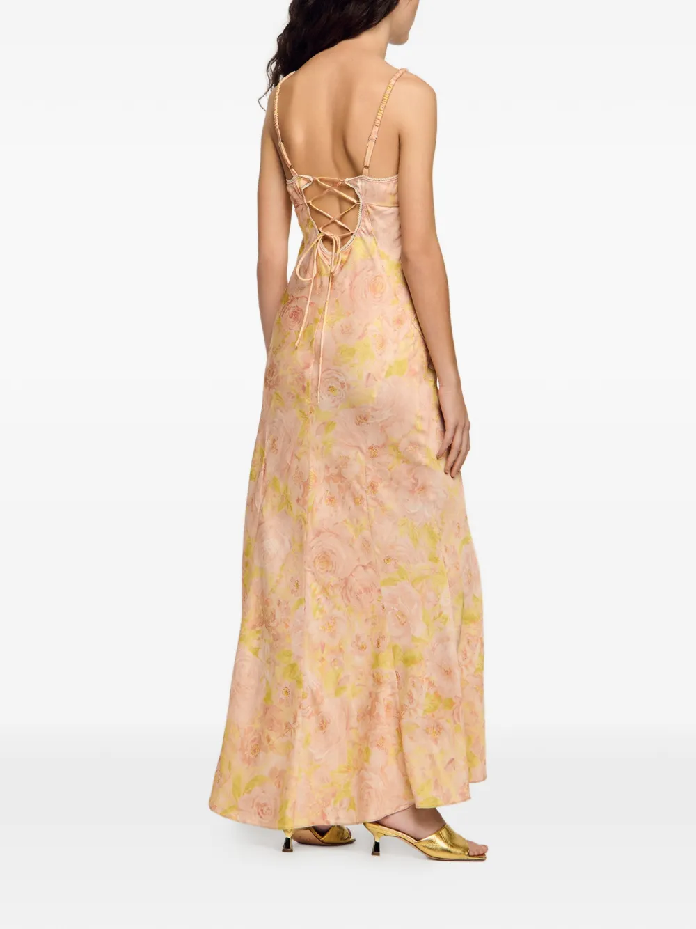 SANDRO Maxi-jurk met bloemenprint Roze