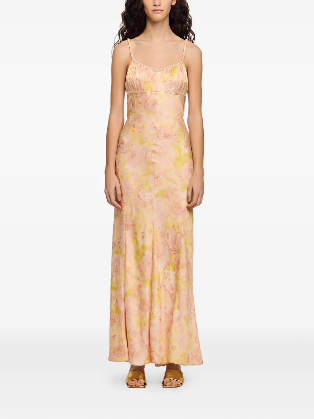 SANDRO Maxi-jurk met bloemenprint Roze