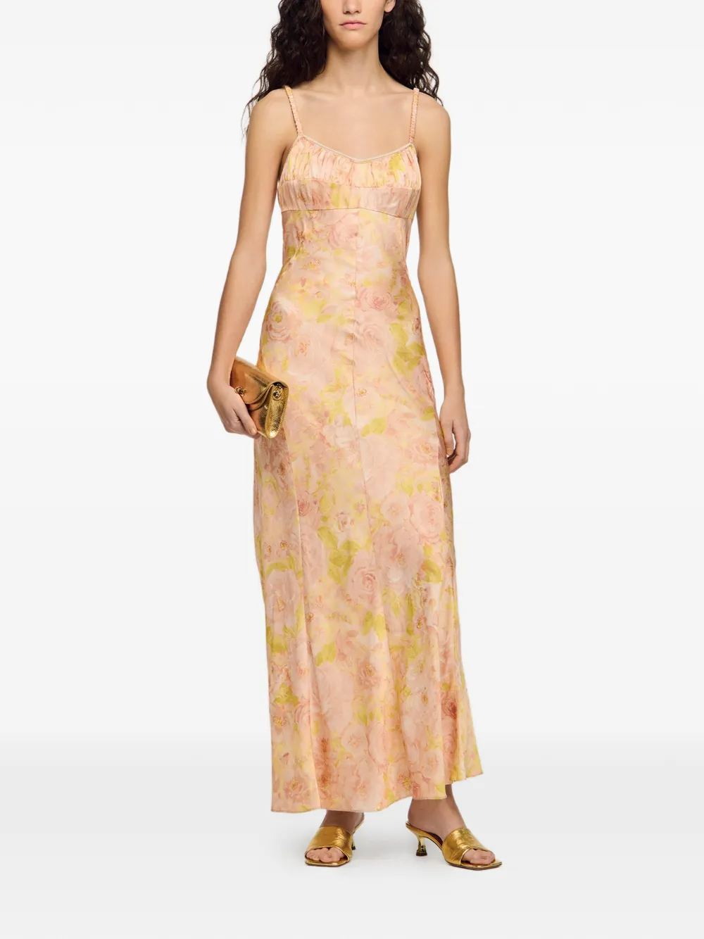 SANDRO Maxi-jurk met bloemenprint Roze