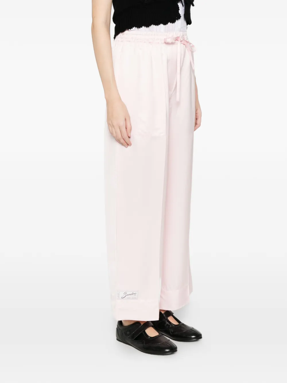 Sandro Drawstring Palazzo Pants - Pink 