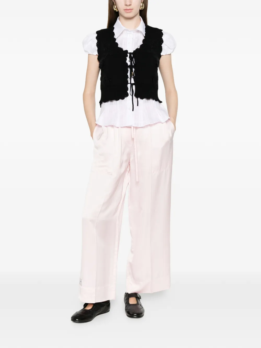  Sandro Drawstring Palazzo Pants - Pink 