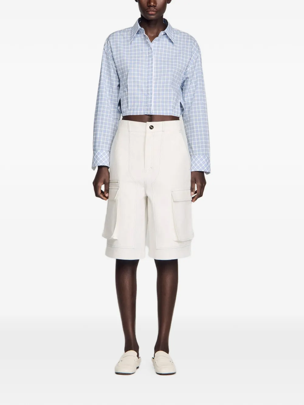  Sandro Bermudas Con Bolsillos Cargo - Blanco 