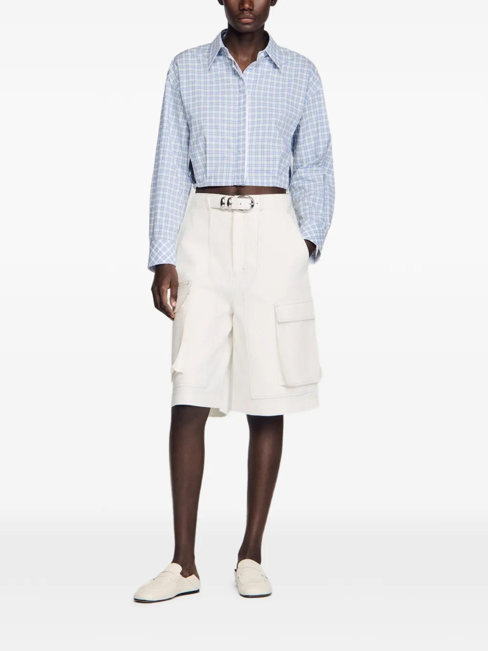  Sandro Bermudas Con Bolsillos Cargo - Blanco 