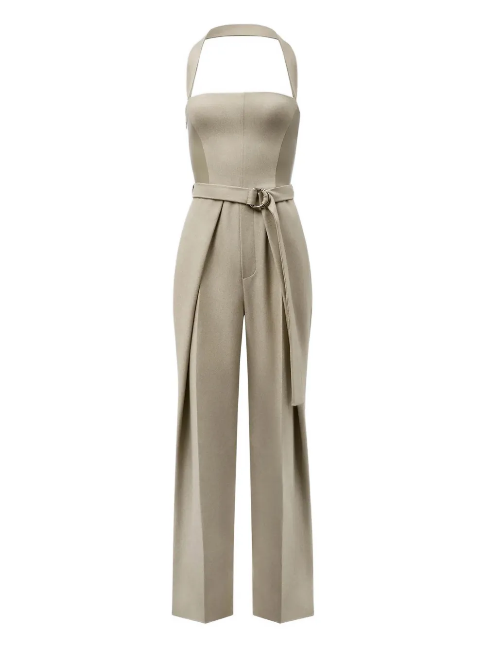 Manière De Voir Sabine Pleated Belted Jumpsuit In Neutral