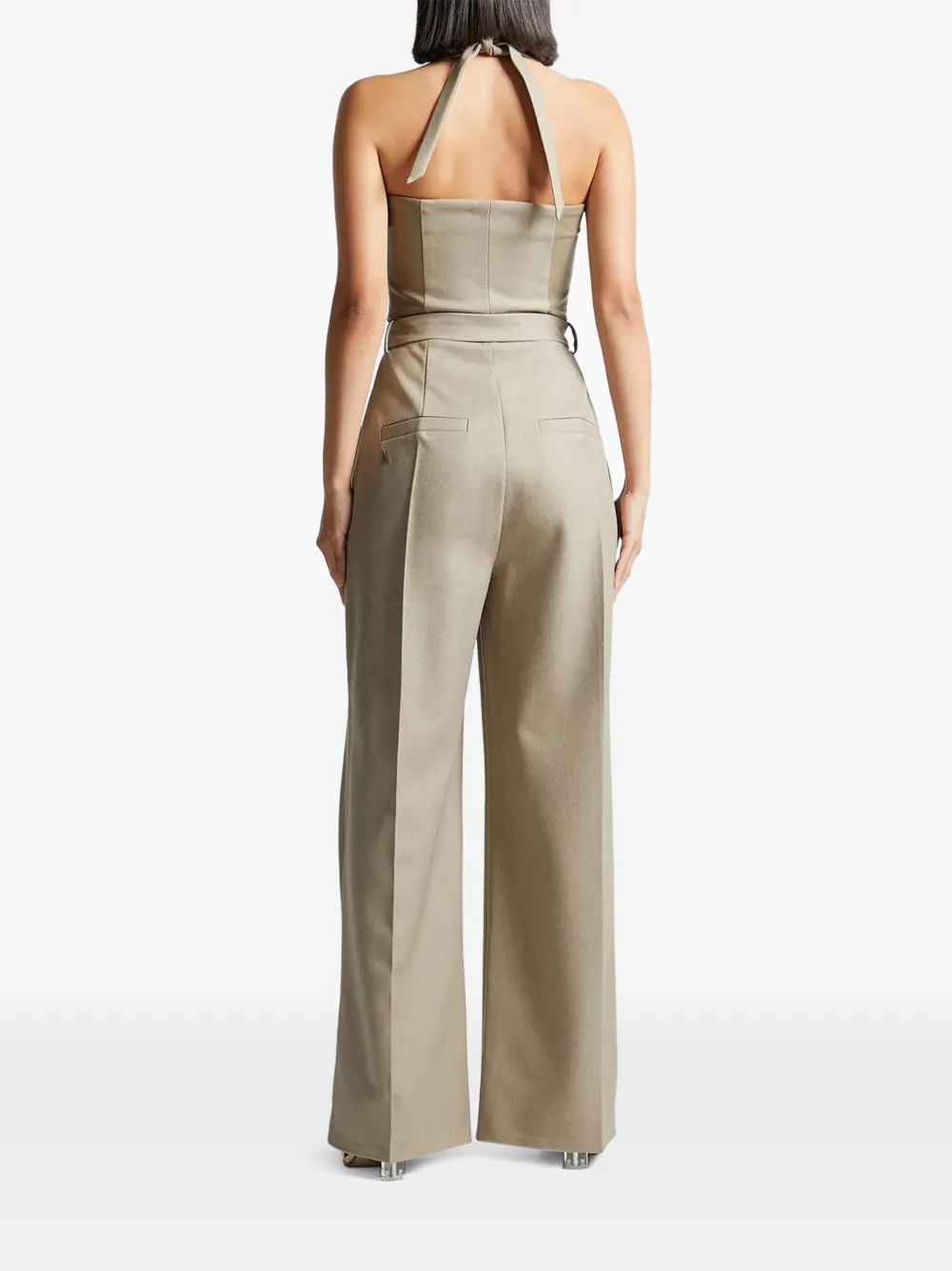 Manière De Voir Sabine Pleated Belted Jumpsuit In Neutral