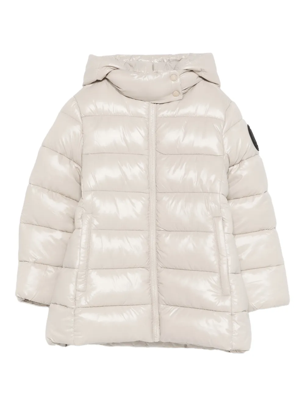 Save The Duck Kids hooded logo-patch coat | Neutrals | Image 1