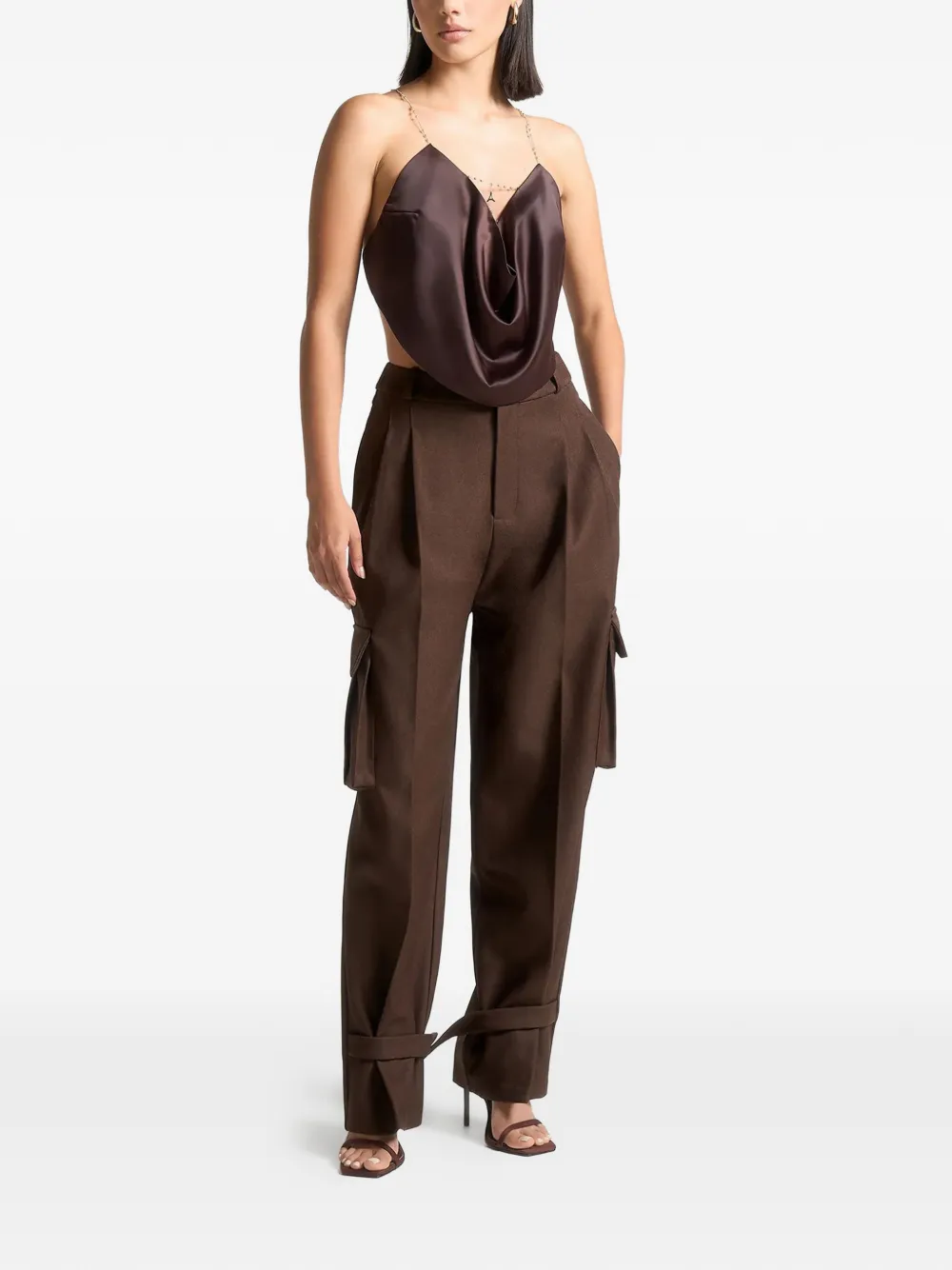 Manière De Voir cowl-neck chain top - Bruin