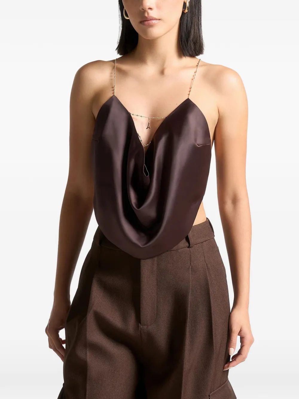 Manière De Voir cowl-neck chain top - Marrone