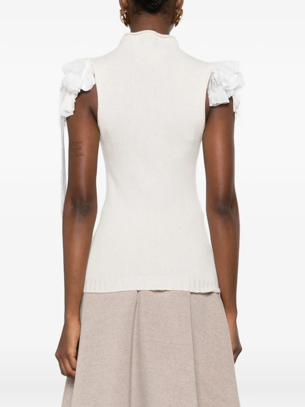 Alberta Ferretti Top met ruches Beige