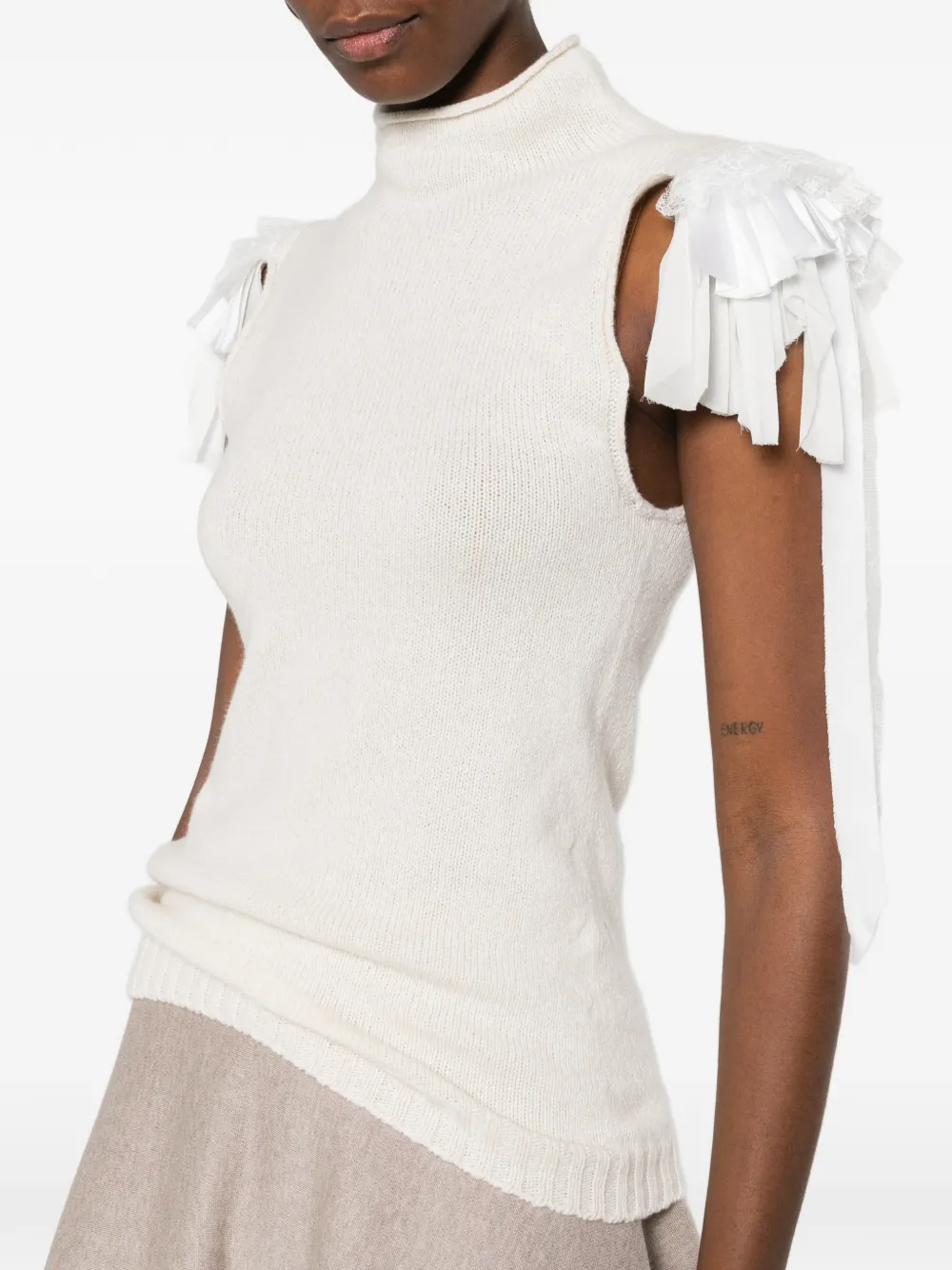 Alberta Ferretti Top met ruches Beige