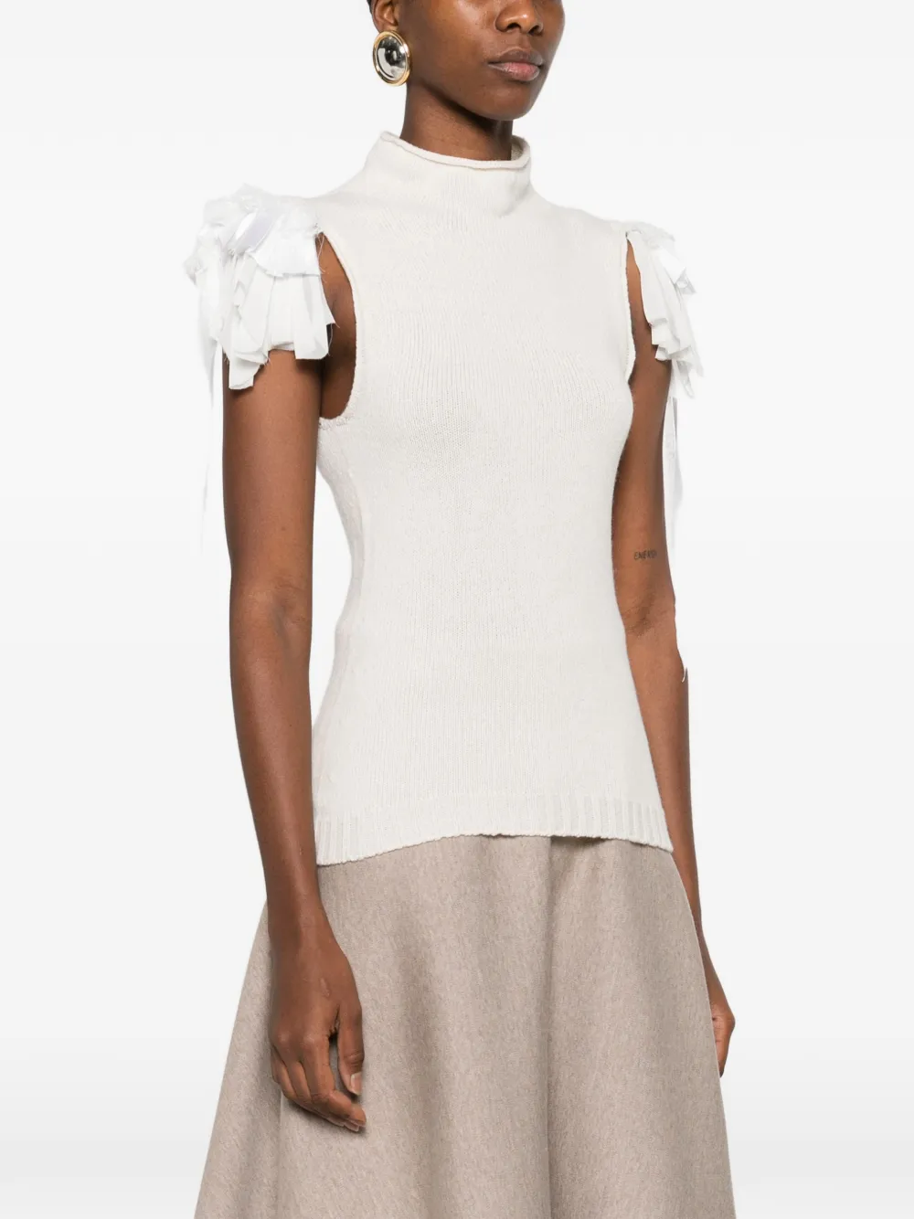 Alberta Ferretti Top met ruches Beige