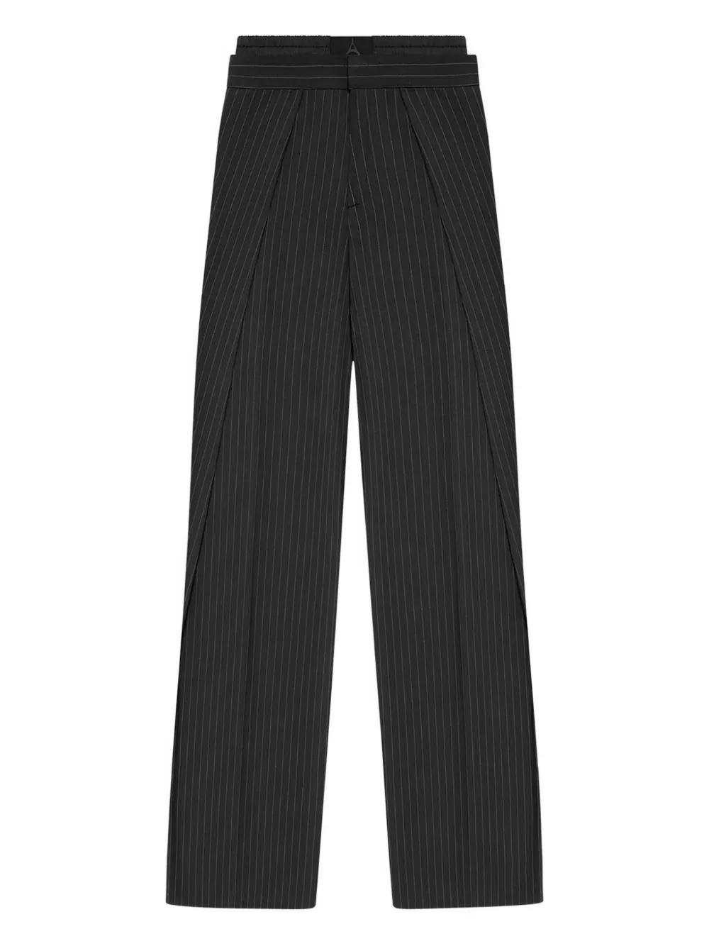 Manière De Voir Sofia satin-waistband pinstripe trousers - Nero
