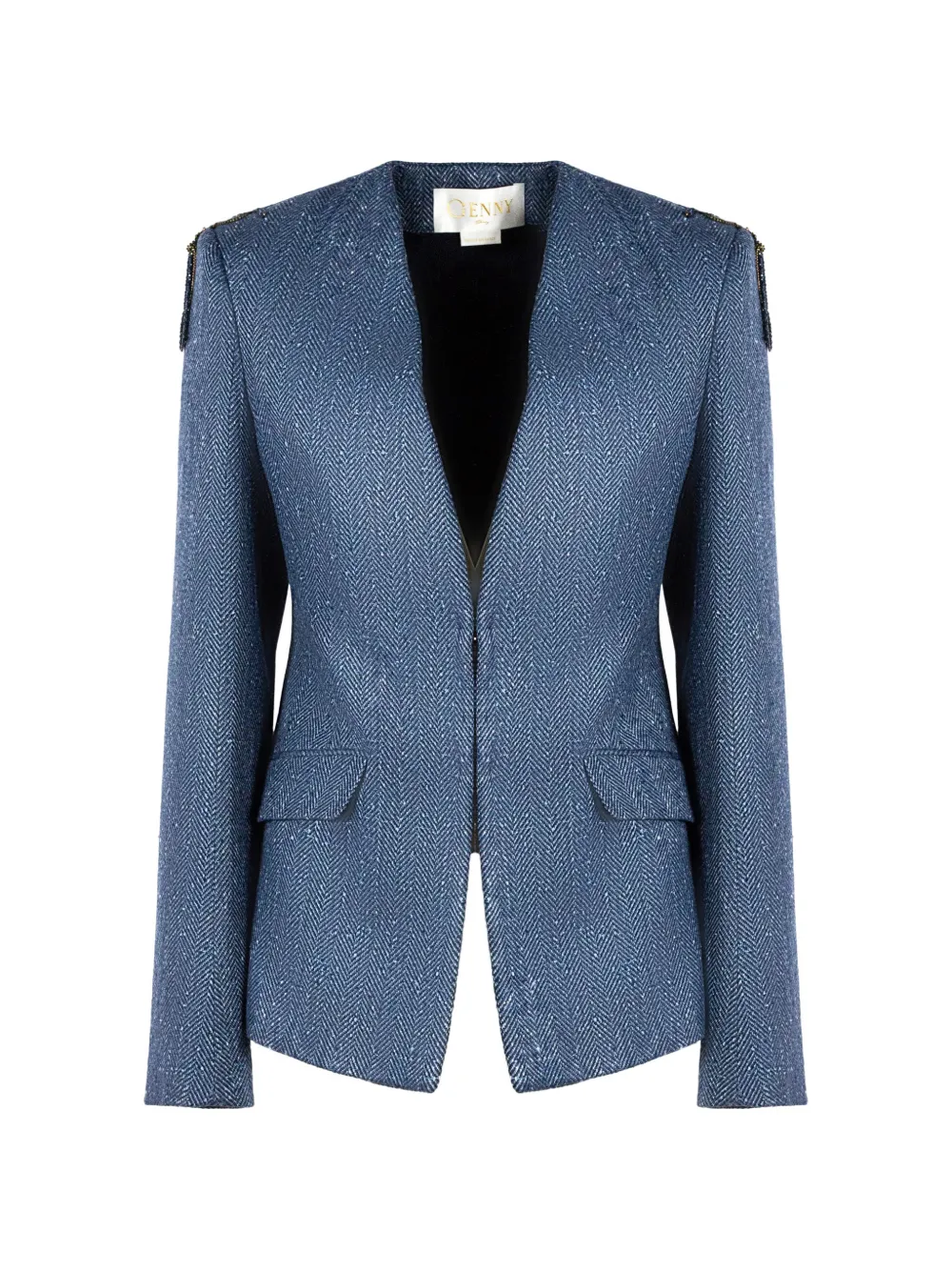 Genny herringbone decorative blazer - Blu