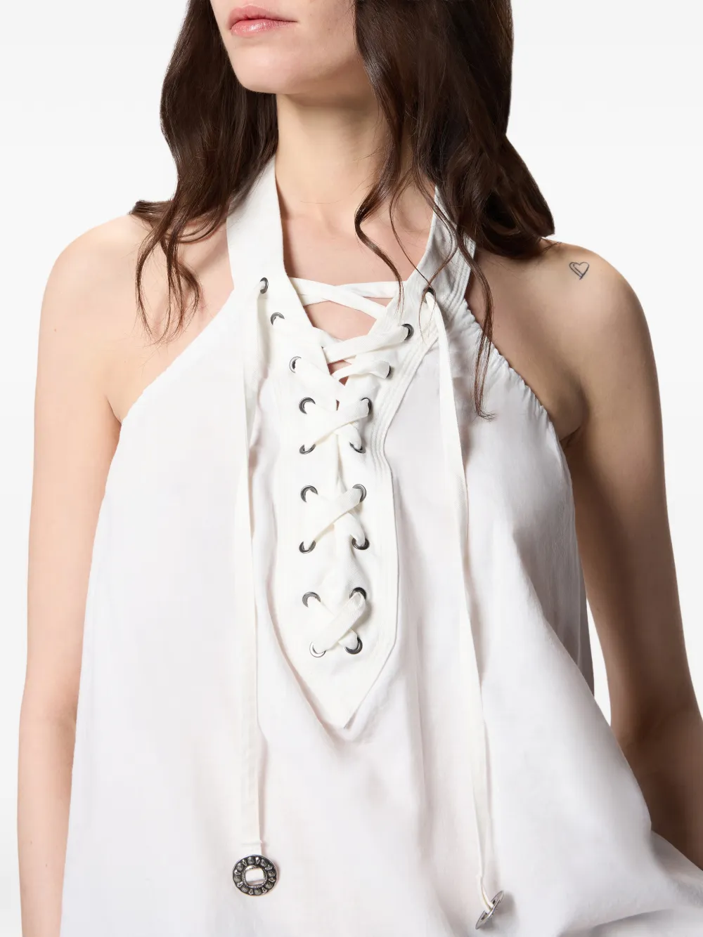 PINKO Blouse met halternek en kanten detail Wit