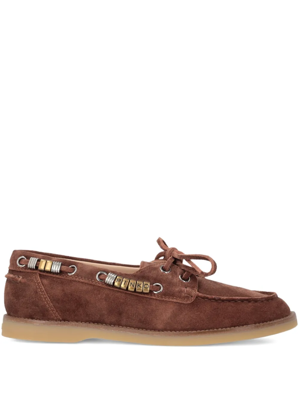 Pinko Suede Lace-up Loafers In Brown