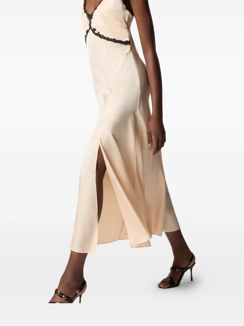 PINKO lace-inserts midi dress Beige