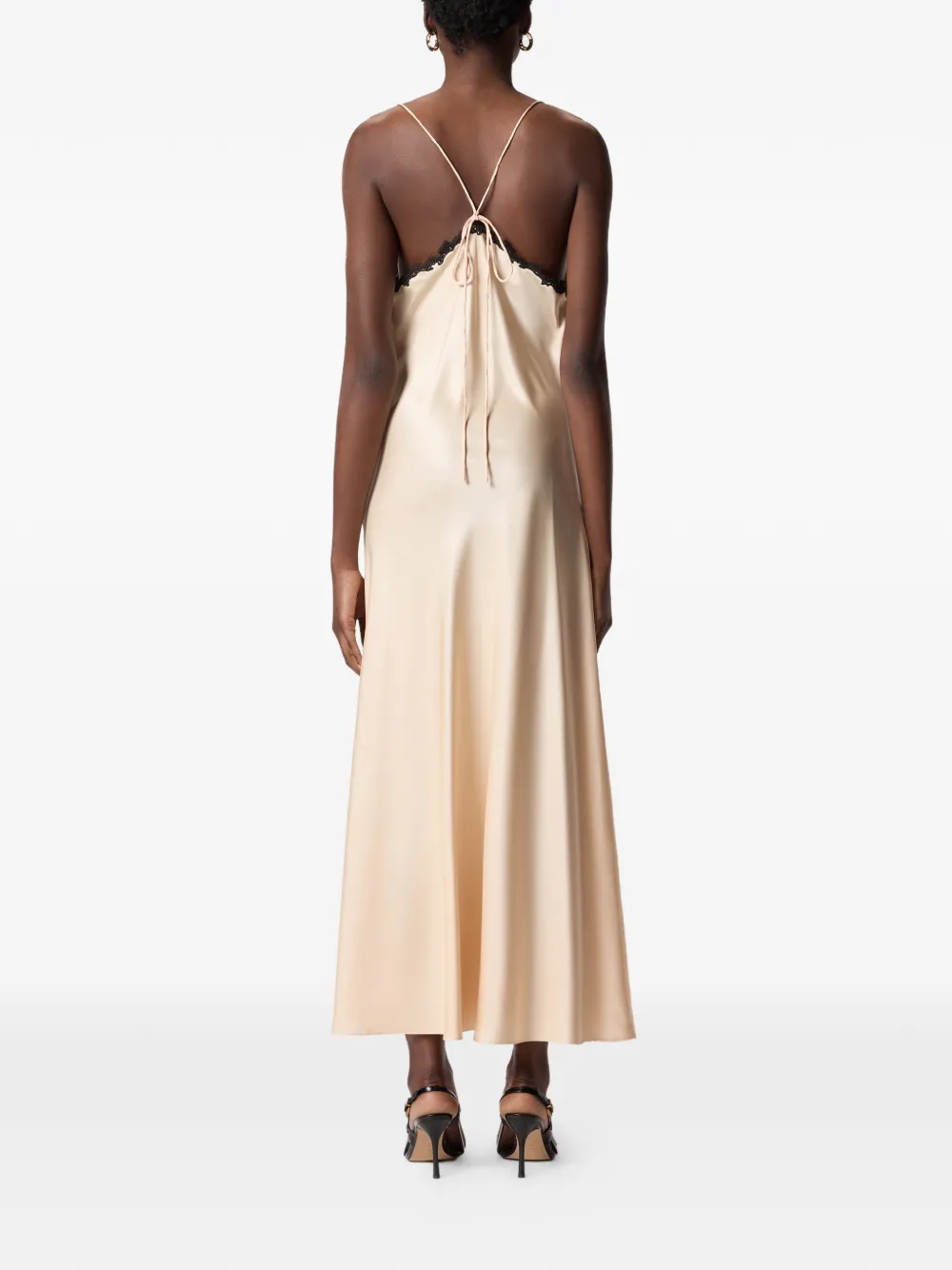 PINKO lace-inserts midi dress Beige