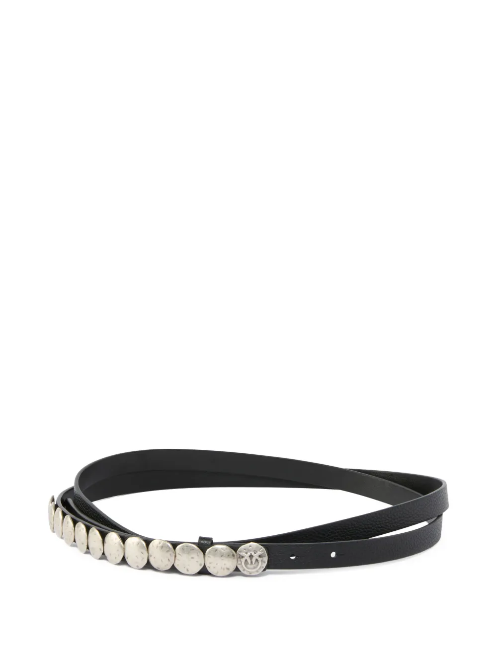 PINKO Dubbele leren gewikkelde riem met studs 1 5 cm Zwart
