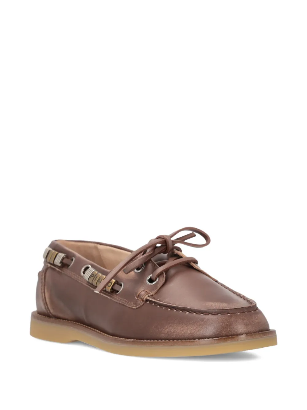 PINKO logo-lettering lace-up loafers - Bruin