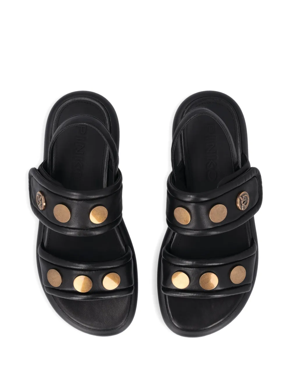 PINKO Leren sandalen met studs Zwart