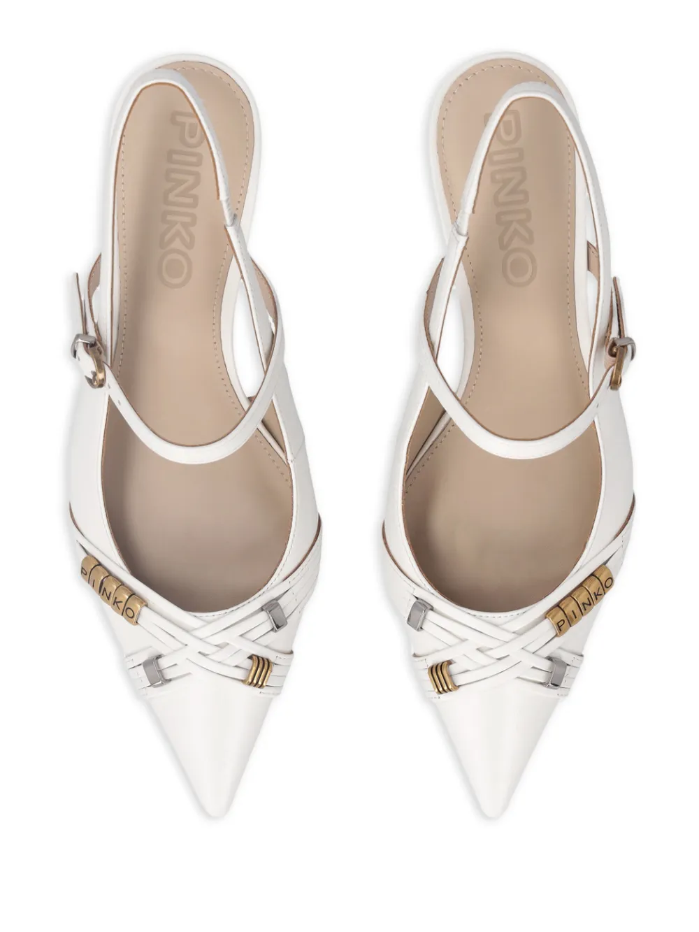 PINKO Slingback pumps met gekruist detail Wit