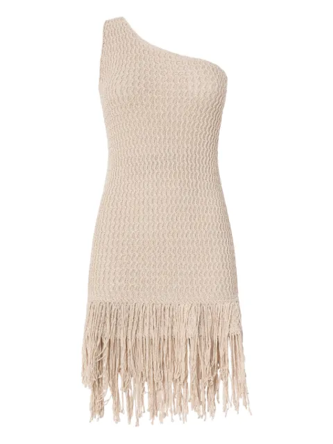 PINKO one-shoulder fringed-hem mini dress