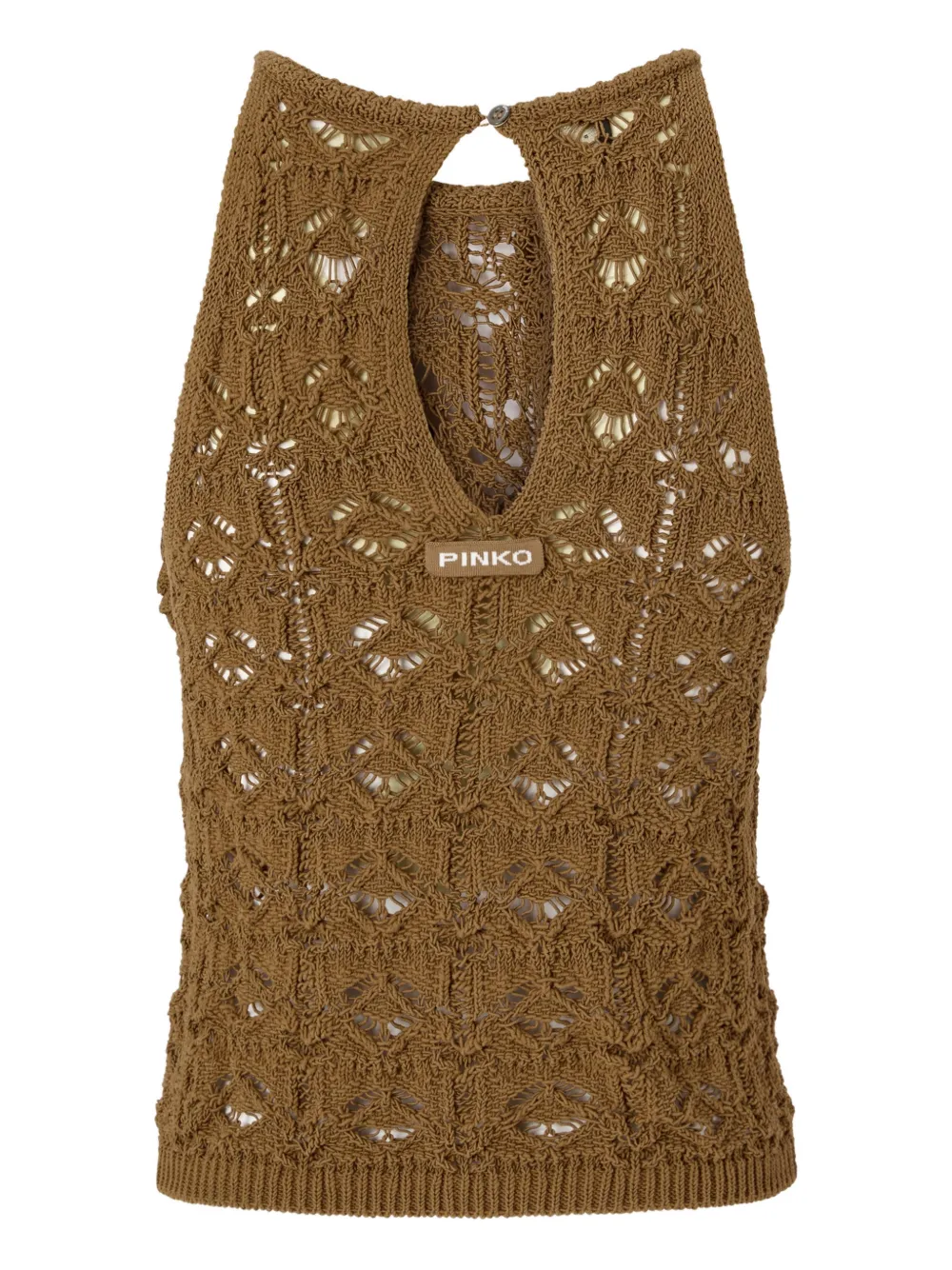 PINKO Gehaakte top met bloemen Bruin