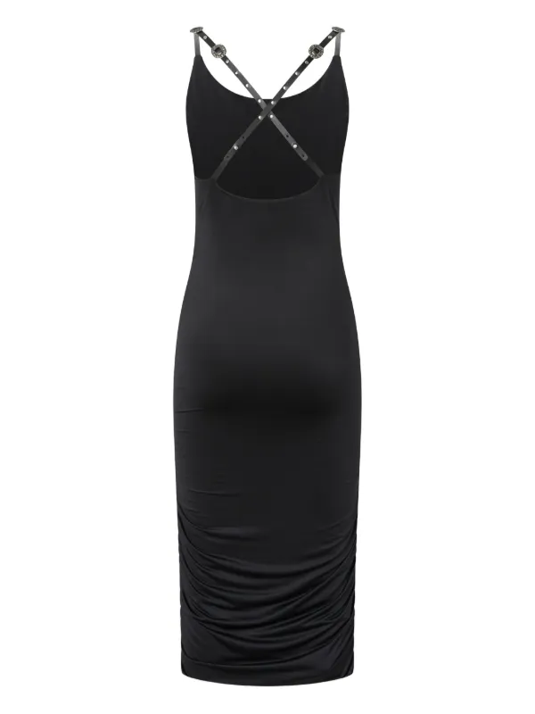 cross strap midi dress Green Oasis Cross Strap Tiered Lace Midi Dress