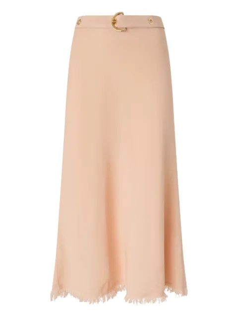 PINKO falda midi en mezcla de lino con cinturón