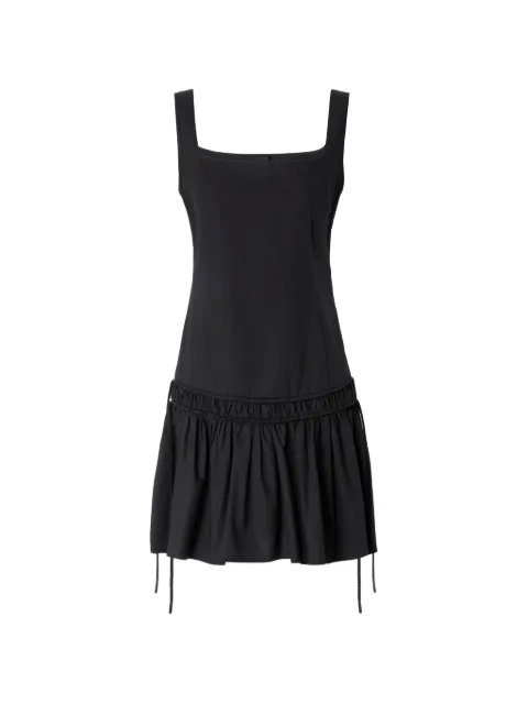 PINKO vestido corto con cuello cuadrado y volantes