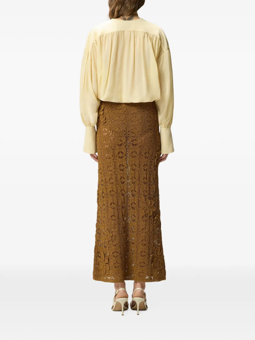 PINKO Blouse met V-hals en manchetten Geel