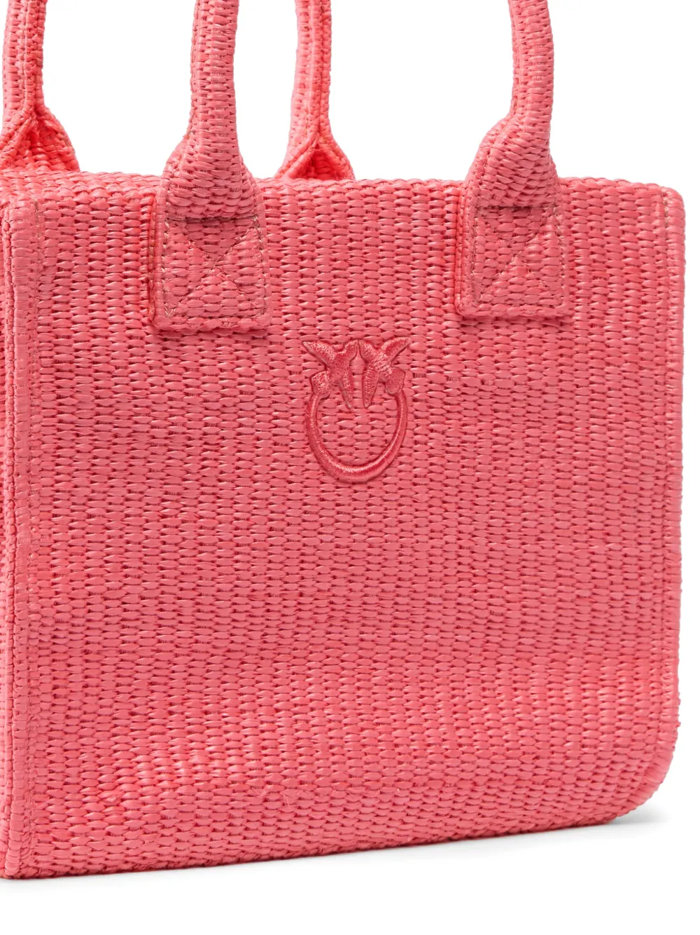PINKO Love Birds kleine raffia shopper Roze