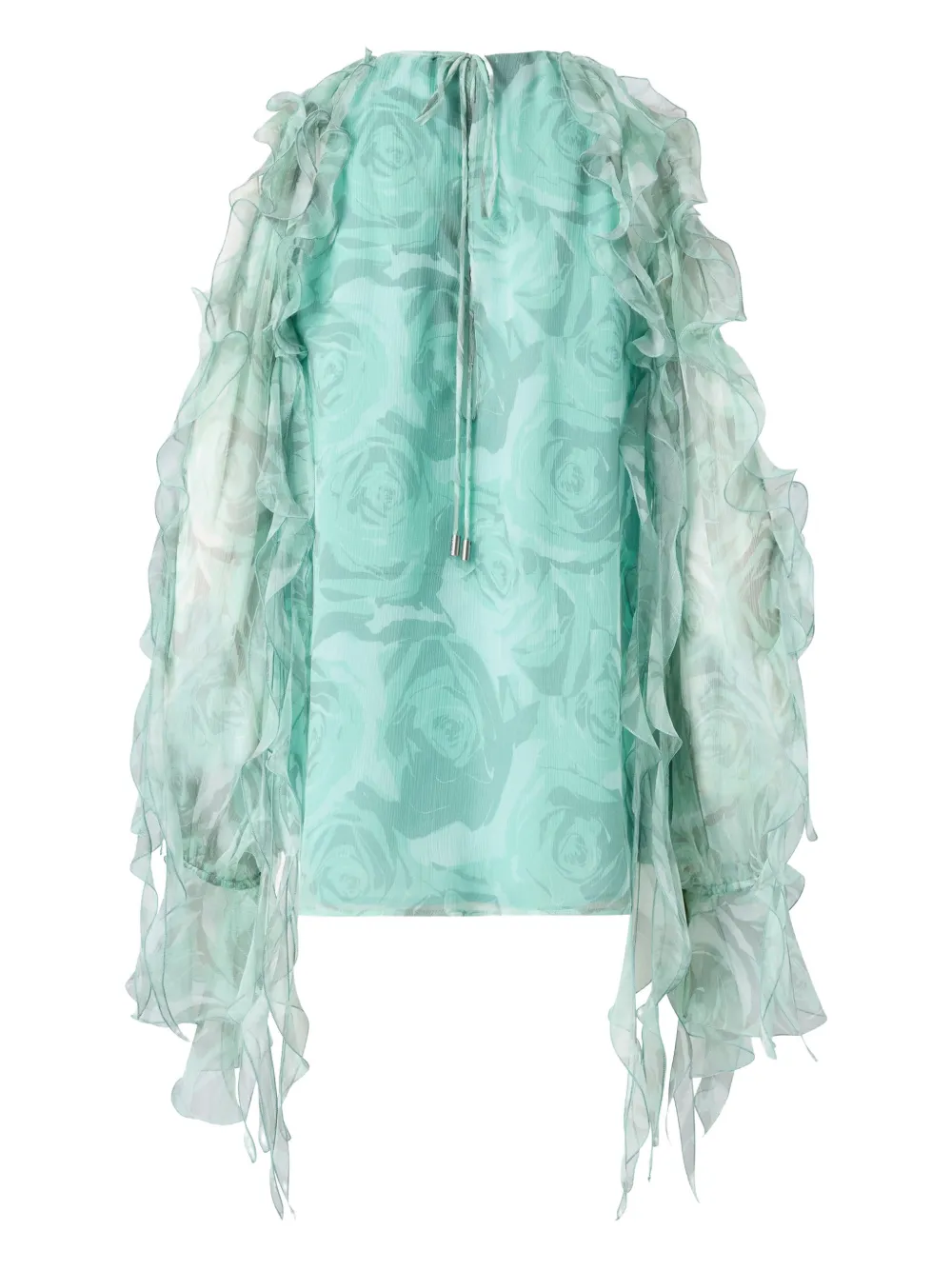  Pinko Ruffled Floral-print Blouse - Green 