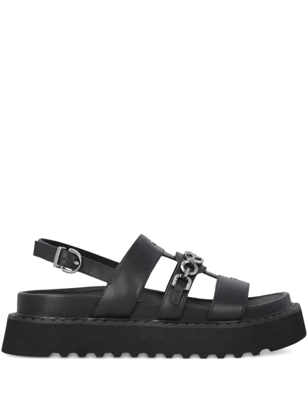 PINKO Sandali in pelle con catena - Nero