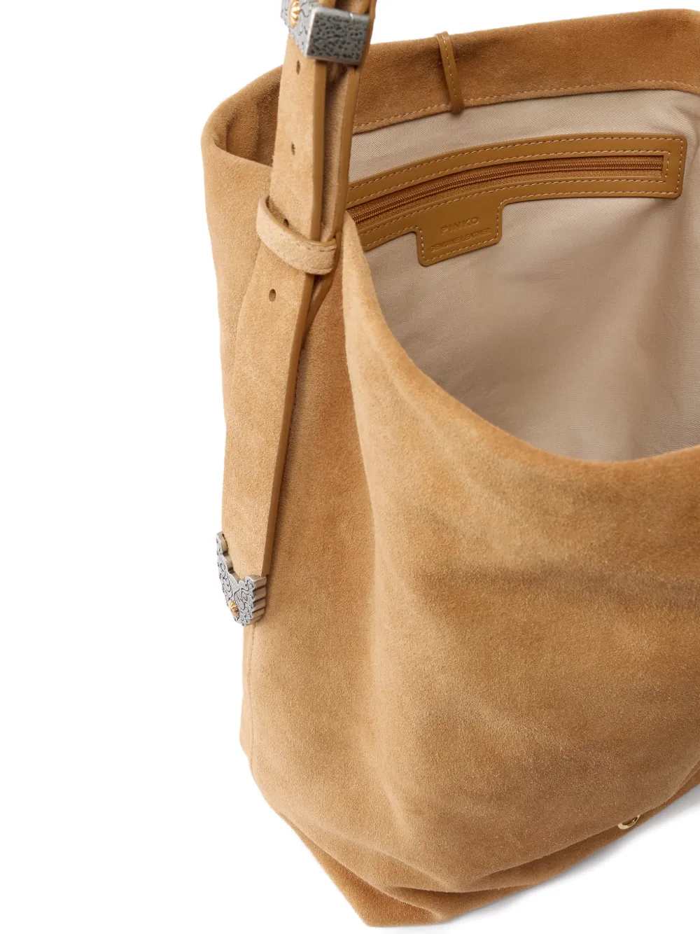PINKO Buckle lamsleren schoudertas Beige