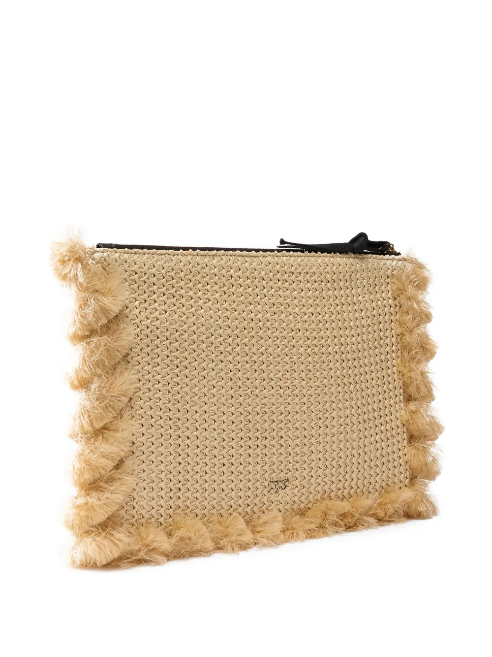 PINKO Clutch met kwastje en rits Beige