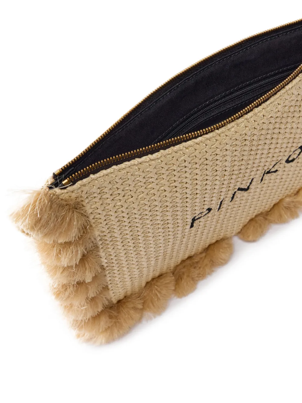 PINKO Clutch met kwastje en rits Beige