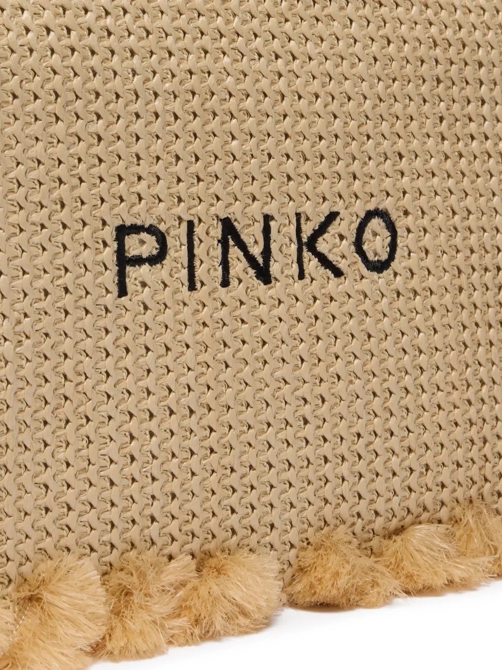 PINKO Clutch met kwastje en rits Beige