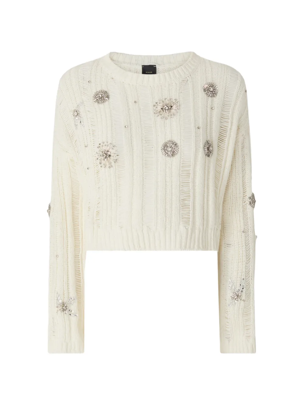 PINKO jewel details openwork sweater - Nude