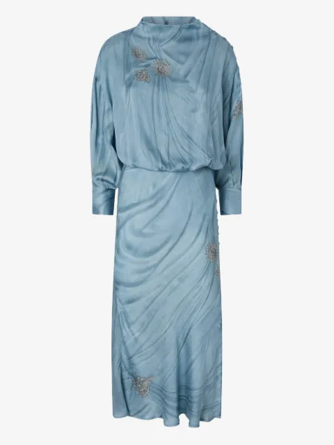 PINKO fluid midi dress with placed jewel print