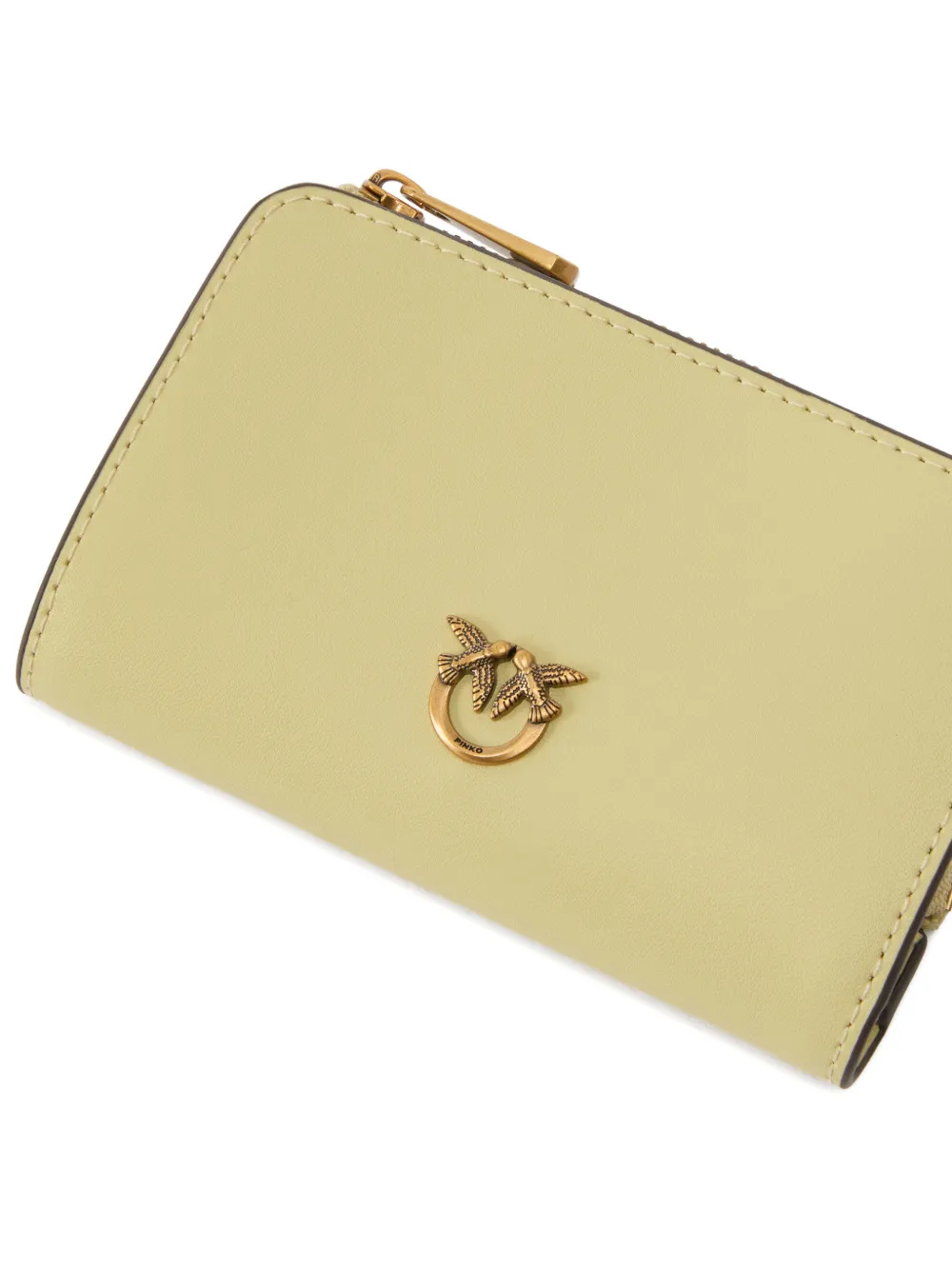 PINKO Kleine leren portemonnee met Love Birds Beige