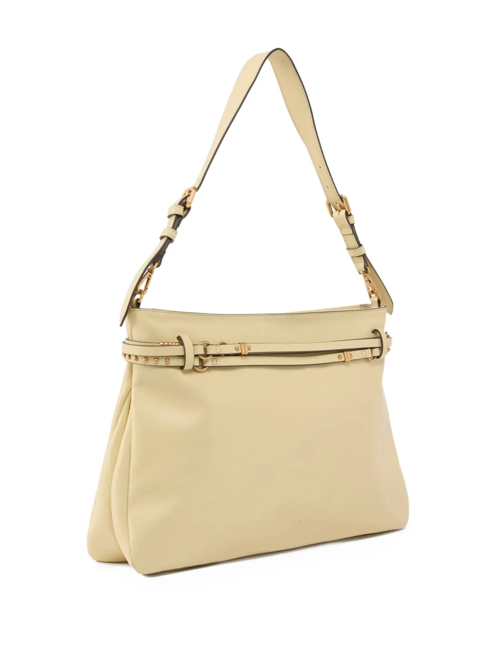 PINKO Leren schoudertas met studs Beige
