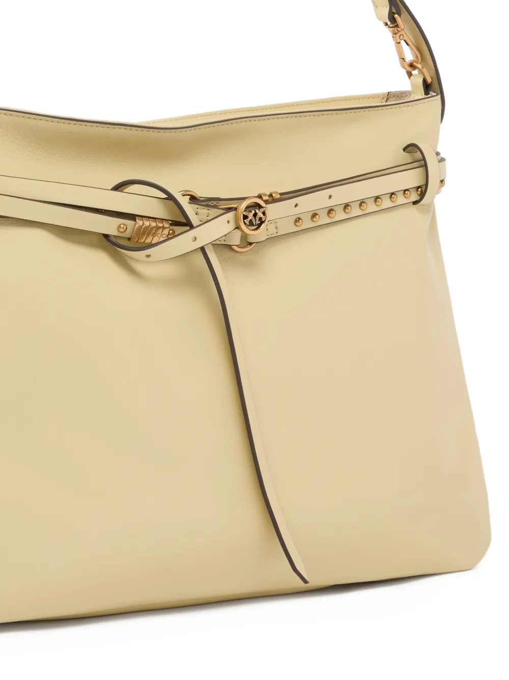 PINKO Leren schoudertas met studs Beige