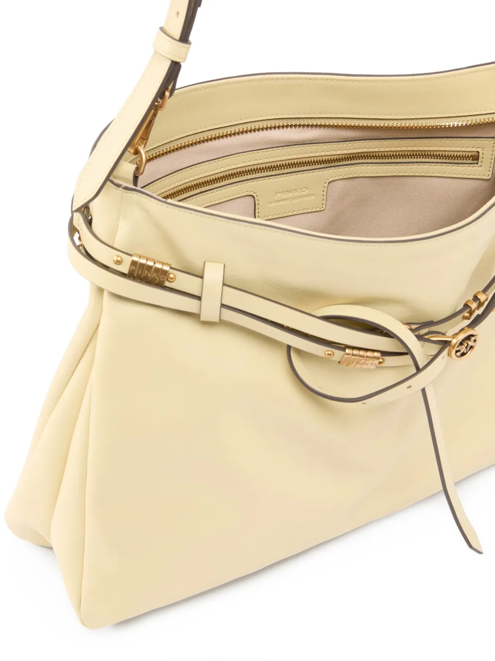 PINKO Leren schoudertas met studs Beige