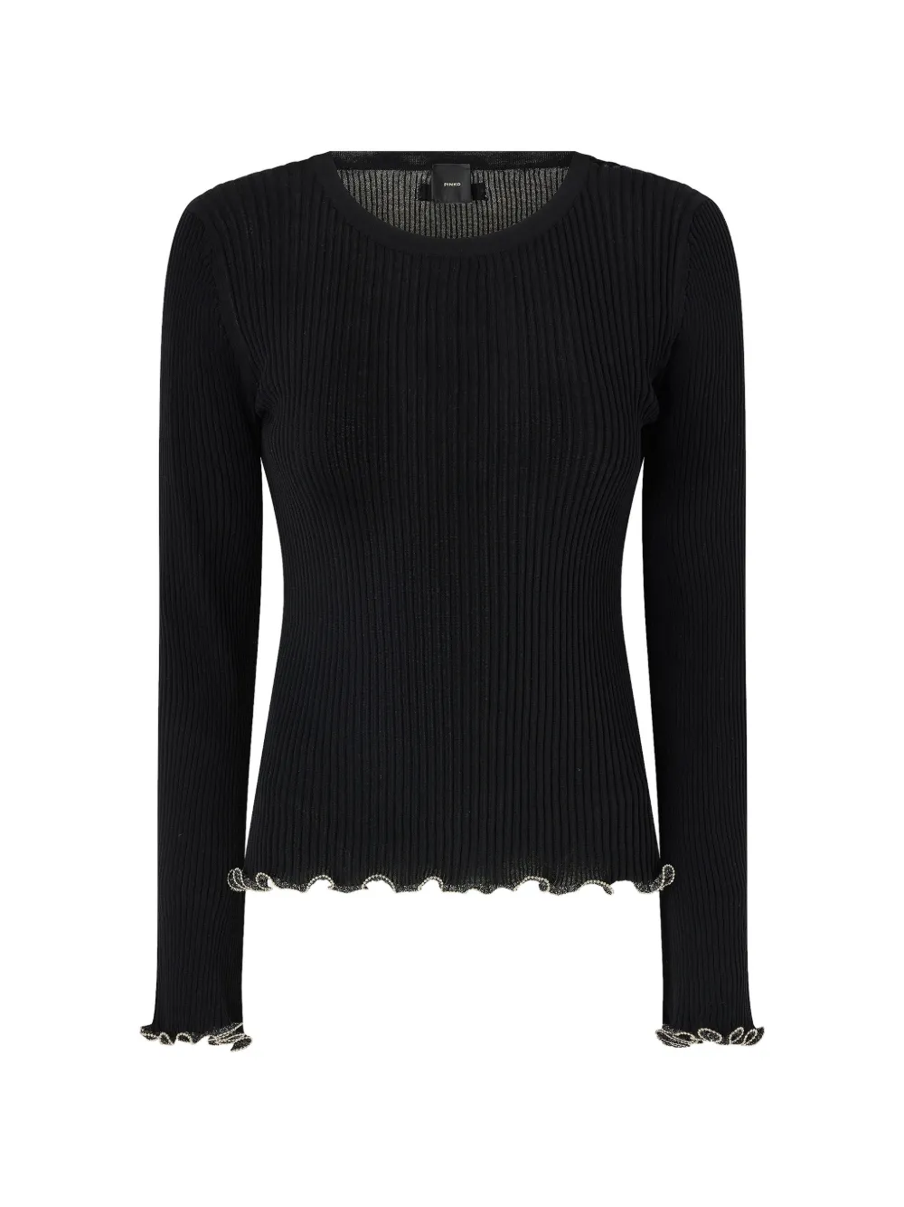 PINKO Nebbia ruffled rib top - Schwarz